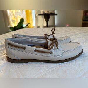 NEW Sperry Top-Sider White Leather Boat Shoes Classic Minimalist